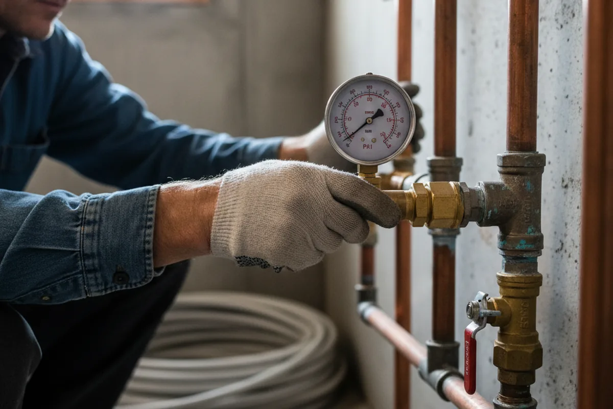 Pressure testing a repaired line during Water Line Repair in South Pasadena